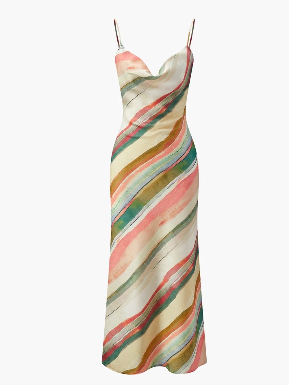 Commense Watercolor Stripe Slip Dress - Multicolor XL